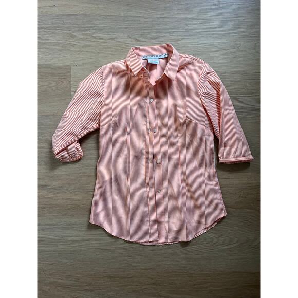 Gretchen Scott Women's Button Up Blouse Size s Striped Orange - Picture 1 of 5